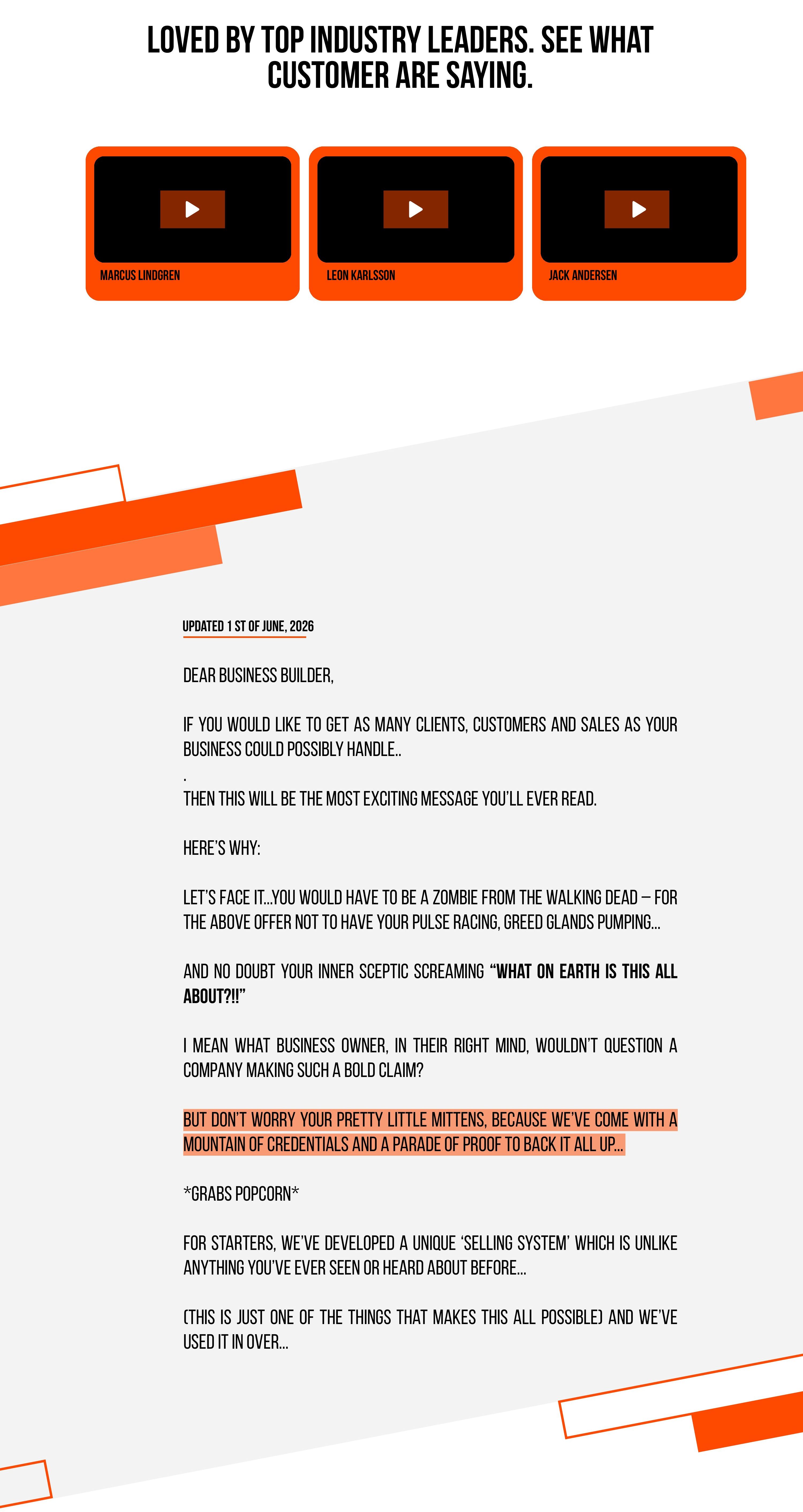 Hero continued + testimonials.